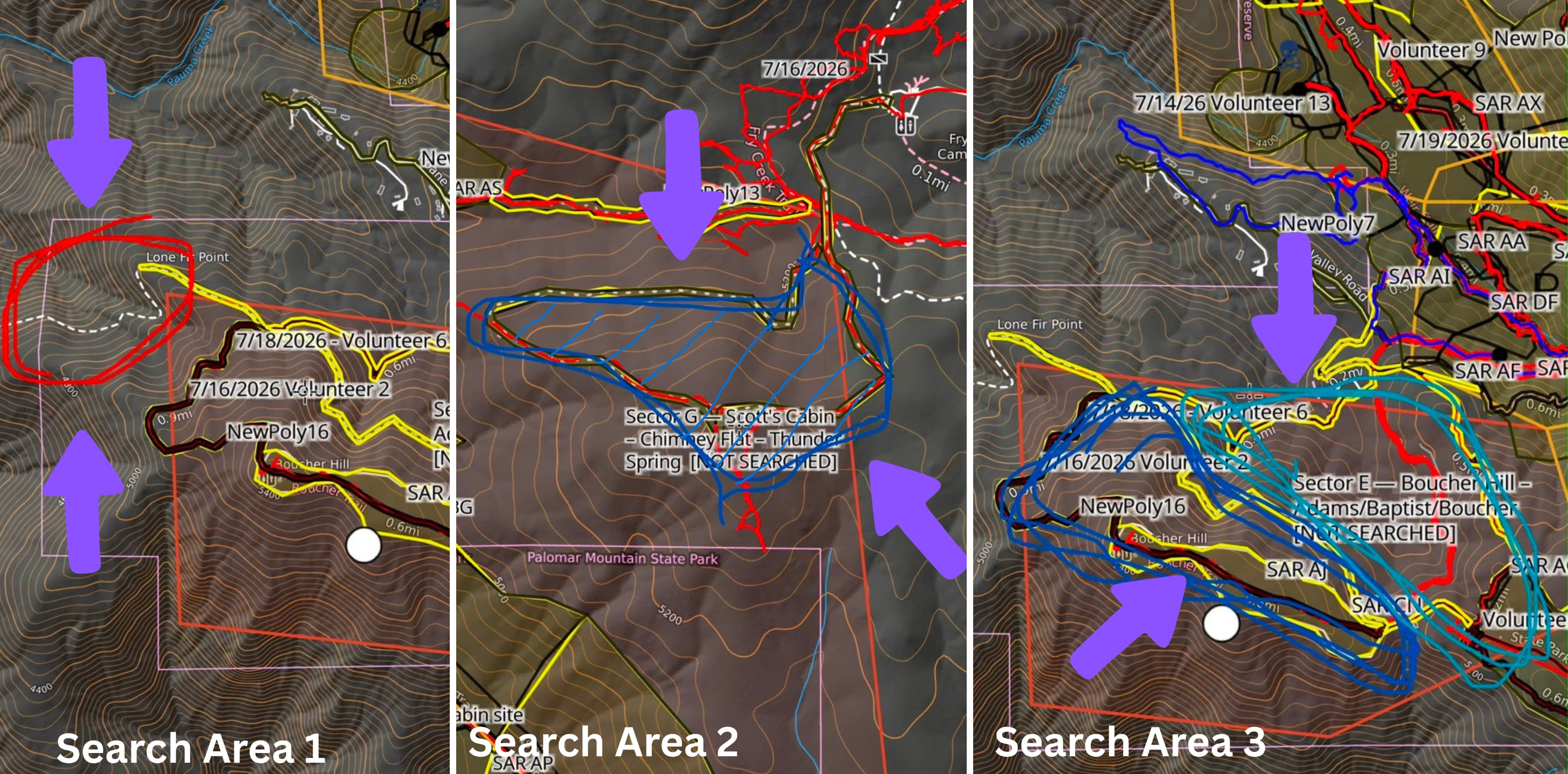 Volunteer Ground Search — Three Priority Areas (Family-Led)